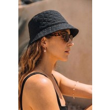 Bony Socks Kadın Dikiş Desenli Bucket Şapka Siyah