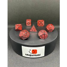 Major Hobi Dnd Frp 7’li Zar Seti – Kırmızı Renkli  Dungeons & Dragons Masaüstü Rpg Oyun Zarı Seti