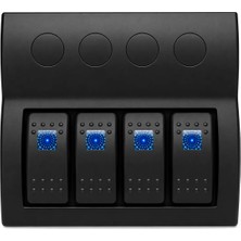 Labarka 4'lü Switch Panel Otomatik Sigortalı Mavi LED'li 12-24V