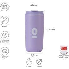 Espressolab Paslanmaz Çelik Lila Mug Termos Termos Bardak 470 ml NO:162