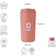 Espressolab Paslanmaz Çelik Somon Mug Termos Termos Bardak 470 ml NO:163