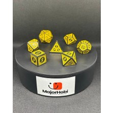 Major Hobi Dnd Frp 7’li Zar Seti – Sarı Renkli  Dungeons & Dragons Masaüstü Rpg Oyun Zarı Seti
