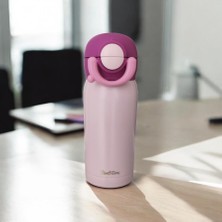 Tantitoni Kapaklı Paslanmaz Çelik Pipetli Termos Pembe 350 ml