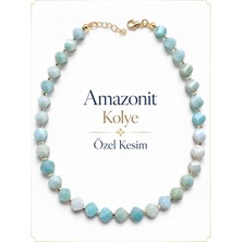 Cunda Doğal Taş Design Amazonit Kolye Özel Kesim 8mm.