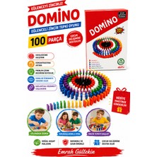 Emrah Gültekin Ahşap Domino Oyunu 100 Parça Renkli Eğitici Zeka Geliştirici Çocuk Oyuncağı Seti
