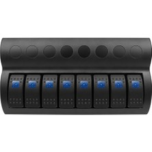 Labarka 8'li Switch Panel Otomatik Sigortalı Mavi Led'li 12-24V