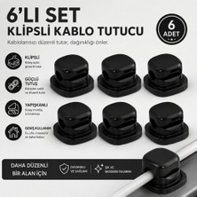 Coofbe 6'lı Yapışkanlı Kablo Tutucu Klips Masaüstü Kablo Düzenleyici Şarj Kablosu Sabitleyici