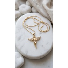 Elaris Concept Kadın Gold Zirkon Taş Kanatlı Melek Figürlü Çelik Kolye