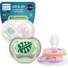 Philips Avent Ultra Air Emzik 6-18  Ay, Kız, Ortodontik, Yumuşak Silikon Uçlu, Bpa Içermez, Hijyen Kutulu, 2'li, SCF087/13