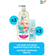 Uni Baby Bebek Bakım Seti ( Bebeksi Kokular Kolonya 3*150 ml Şampuan 3*900ML)