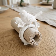  Emas Design Çiçek Dalında Kuş Figürlü Peçete Halkası