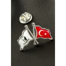 Zero Land Spt-Gld Ay Yıldız Atatürk Imzalı Yaka Rozet Gümüş Rengi