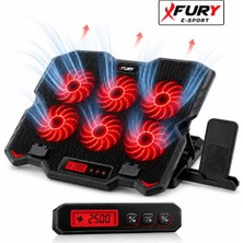 Fury E-Sport Laptop Soğutucu 6 Fanlı LCD Kontrol Panel Ayarlanabilir Dizüstü Bilgisayar Soğutma Fanı