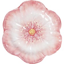 Baci Milano Botanica Çiçek Desenli Melamin Pembe Servis Tabağı 28 cm