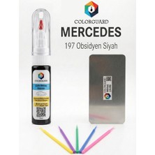 Colorguard Mercedes-Benz 197 Obsidyen Siyahı Rötuş Seti - 2 Si 1 Arada Iğne ve Fırça Uçlu Şişe, Rötuş Çeliği ve Rötuş Çubuğu