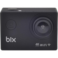 Bix Pulse2 4K 30FPS 20MP Wi-Fi Aksiyon Kamerası 30 Metre Su Geçirmez Kılıflı Bisiklet Motosiklet Vlog Kamerası Siyah