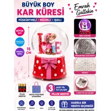 Emrah Gültekin Büyük Boy Kar Küresi 15 cm Müzikli Işıklı Püskürtmeli Love Temalı Hediye Paketinde