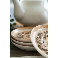 Heda Porselen Efes 6 Adet 12CM Porselen Çay Tabağı Kırık Beyaz