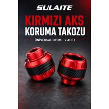 Sulaite Üniversal Motosiklet Ön Teker Aks Koruma Takozu Kırmızı 2 Adet Darbe Koruyucu Slider