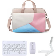 Microcase Oneplus Pad 4 13.2 Inch ile Uyumlu Macbook Çantası+Türkçe Klavye+Mouse+Tablet Standı Beyaz AL5165