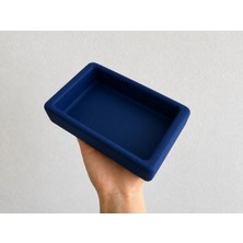 Patimalt Dikdörtgen Model Beton Kedi Köpek Mama ve Su Kabı 18 x 10,5 x 4,5 cm - Lacivert