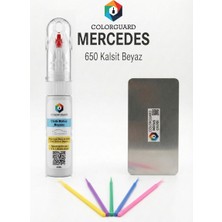 COLORGUARD Mercedes-Benz 650 Kalsit Beyaz  Rötuş Seti - 2 si 1 Arada İğne ve Fırça Uçlu Şişe, Rötuş Çeliği ve Rötuş Çubuğu