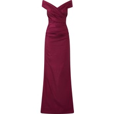 Teri Jon Işıltılı Mavi Off-Shoulder Abiye Elbise