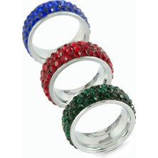 Zero Land Spt-Gld 3 Sıra Taşlı Metal Yüzük Ebruli