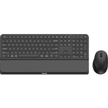 Philips SPT6607B Bluetooth + 2.4ghz Dual Mode Kablosuz Türkçe Q Bilek Destekli Multimedya Klavye Mouse Set Siyah