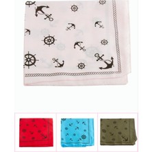 Zero Land Spt-Gld Dümen Çapa Desenli Keten Bandana 50X50 Ebruli