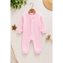 Dinamik çocuk Kız Bebek Tulum Pembe Uzun Kollu Çıtçıtlı Pamuklu Mevsimlik Tulum 1-3-6 Ay