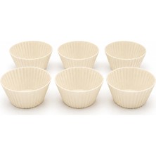 Siliconly 6lı Muffin Mini Kek KALIBI-%100 Silikon Yanmaz-Tekrar Kullanılabilir Kek Kalıbı-Ekru