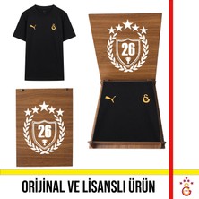 Galatasaray Lisanslı Puma Logo ve Armalı Siyah 26 Şampiyonluk Ahşap Kutulu T-Shirt 78290711