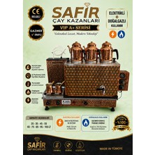 Safir Çay Kazanları Ce Belgeli Gazmer Açılış Onaylı Ventil Termukulp  Sistemli 3 Gözlü Bakır Çay Kazanı Elektrik + Doğalgazlı Bakır Çay Semaveri Yıldız Model Bakır Çay Ocağı Kazanı Vip