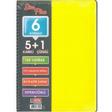 Simplus A4 5+1 150 Yaprak Plastik Kapak Spiral Ayraçlı Defter ( Kapak Rengi Stoktan Rastgele ! )