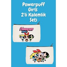 Designedfy Powerpuff Girls 2'li Makyaj Çantası Avantaj Seti, Kalemlik, Cüzdan, Bez Çanta