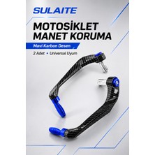 Sulaite Universal Motosiklet Manet Koruma Seti Mavi Karbon Desen 2 Adet