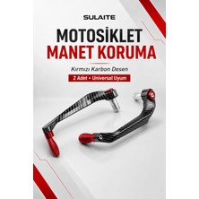 Sulaite Universal Motosiklet Manet Koruma Seti Kırmızı Karbon Desen 2 Adet