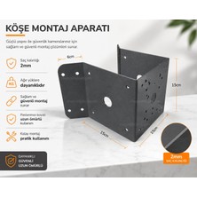Nif Bilişim RB-135 Antrasit Duvar Köşe Kamera Montaj Ayağı Ptz Metal Korner Aparatı