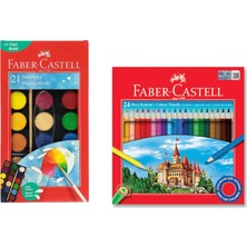 Faber Castell Okul ve Aktivite Boya Seti  24'lü Kuru Boya ve 21'li Büyük Boy Sulu Boya Ikisi Bir Arada