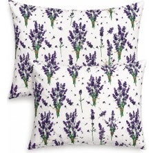 More Home Kapaklı Yastık Kılıfı (2 Adet) 50 x 70 cm - Lavanta Desen