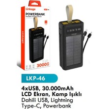 Lkp-46 4xusb, 30.000MAH LCD Ekran, Kamp Işıklı Dahili Usb, Lightning Type-C, Powerbank