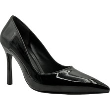 Rella Stiletto Kadın 9 cm Topuklu Siyah Rugan Ayakkabı