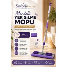Sevora Home ( 1 Adet Yedek Bez Hediyeli ) Yer Mopu Fayans Duvar Yüzey Temizlik Mikrofiber Mandallı Mop