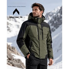 advstore.tr Erkek Termal Kar Mont Haki Renk Su Geçirmez ve Isıtma Sistemli -30C Kadar Koruma Sağlar