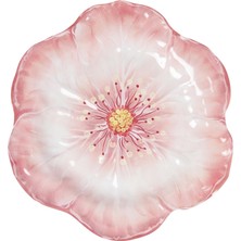Baci Milano Botanica Çiçek Desenli Melamin Pembe Pasta Tabağı 23 cm