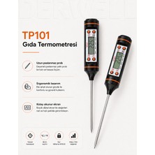Derwell TP101 Dijital Mutfak Gıda Termometresi Paslanmaz Problu Hassas Et Süt Yoğurt Çorba Mama Sıvı Yemek Isı Ölçer Derece Saplamalı Fırın Barbekü Izgara Termometre Hızlı Ölçüm Teknolojili Sıcaklık Ölçer