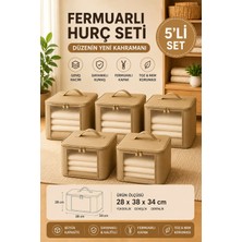 Hig Home 5\'li Set Mor Şeffaf Kapaklı Hurç – 28X32X15 cm Orta Boy Dolap Içi Kıyafet ve Havlu Düzenleyici