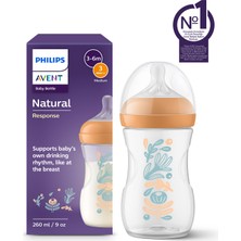 Philips Avent Doğal Tepkili Biberon ,260 Ml, Orta Akışlı Emzik Ucu (Akış 3) , Orman Bitkileri Desenli, SCY903/74