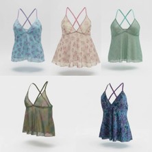 Bonbon Kadın Çeyizlik Bohçalık ve Hediyelik Transparan Tül 5'li Paket 5 Renk Babydoll BB2807